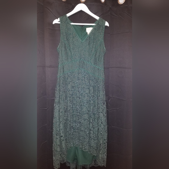 BHLDN Perri Lace V-neck Dress in Cactus size 16 - Picture 6 of 7